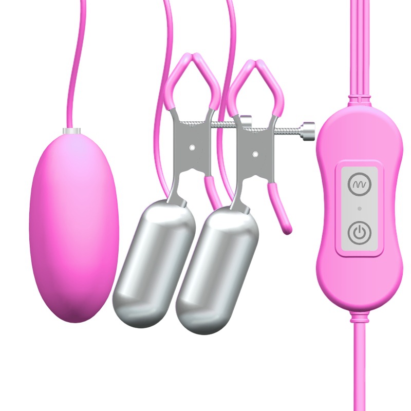 Vibrating Nipple Clamps with Egg Vibrator - Direct USB Power