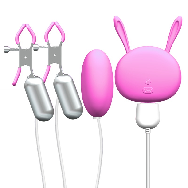 Vibrating Nipple Clamps with Egg Vibrator - Rechargeable