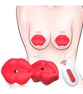 Wireless Control Nipple Vibrator - Red Lips