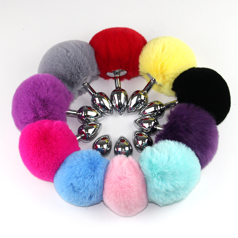 Faux Fur Bunny Tail Metal Anal Plug