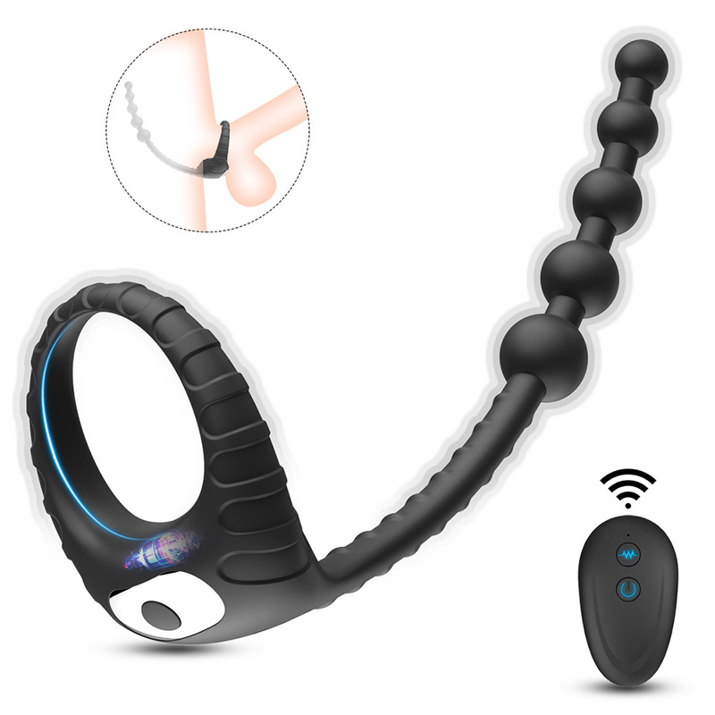 Vibrating Cock Ring with Anal Beads
